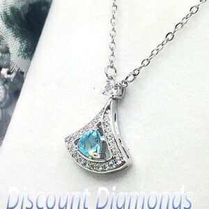 Aquamarine Pendant Necklace surrounded by Baguette Diamonds on 925 Silver